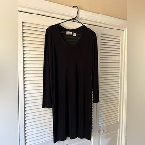 Chicos Traveler long sleeve black dress